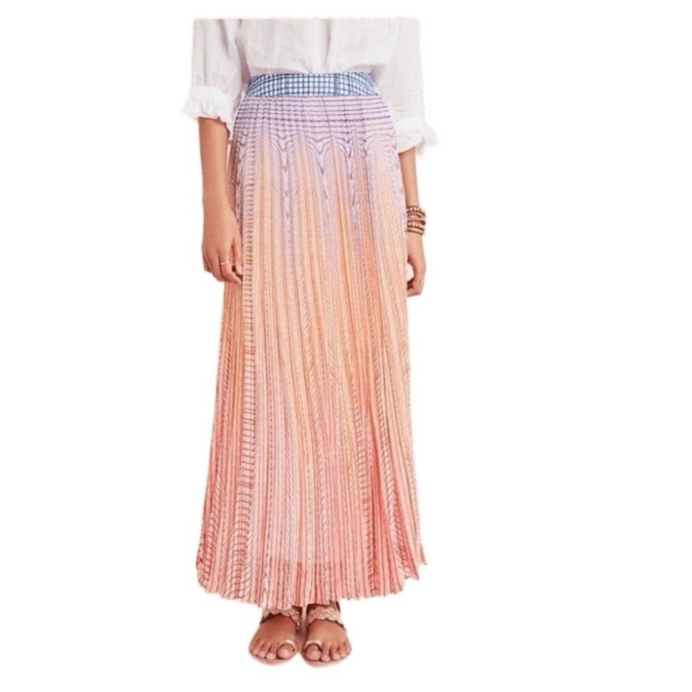 Anthropologie Pleated Ombre Geisha Designs Maxi Skirt